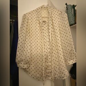 Ellison Black and White Polka Dot Button Top